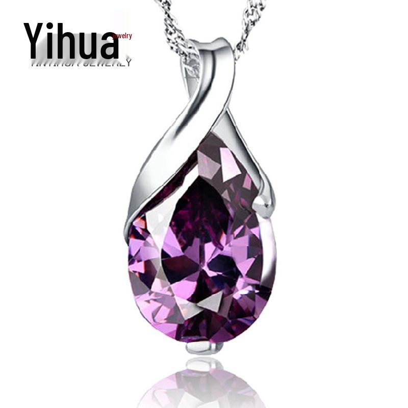 

И Хуа Бразильский Аметист Капля Ангельские Слезы Кулон Ожерелье Platinum-Plated Chain [45 cm]