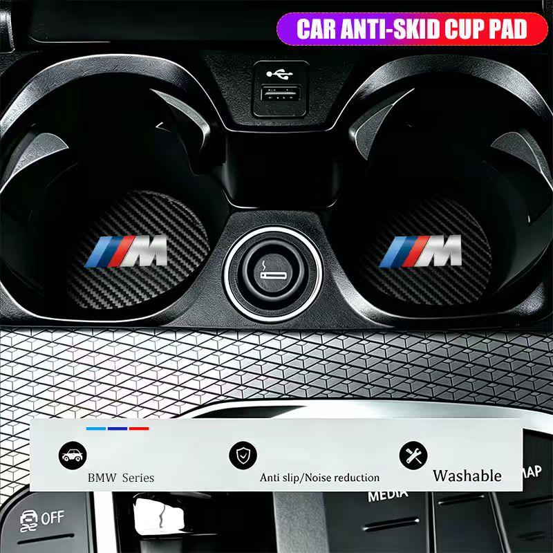 2Pcs Car Leather Coaster Mat Anti-slip Water Cup Pad For BMW M Performance E46 E90 E60 F20 X1 F10 F30 X3 E70 E39 E36E87 Sticker hkvr74