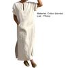 Deep V-neck Men Robe Short Sleeve Lightweight Solid Color Side Split Loose Robe