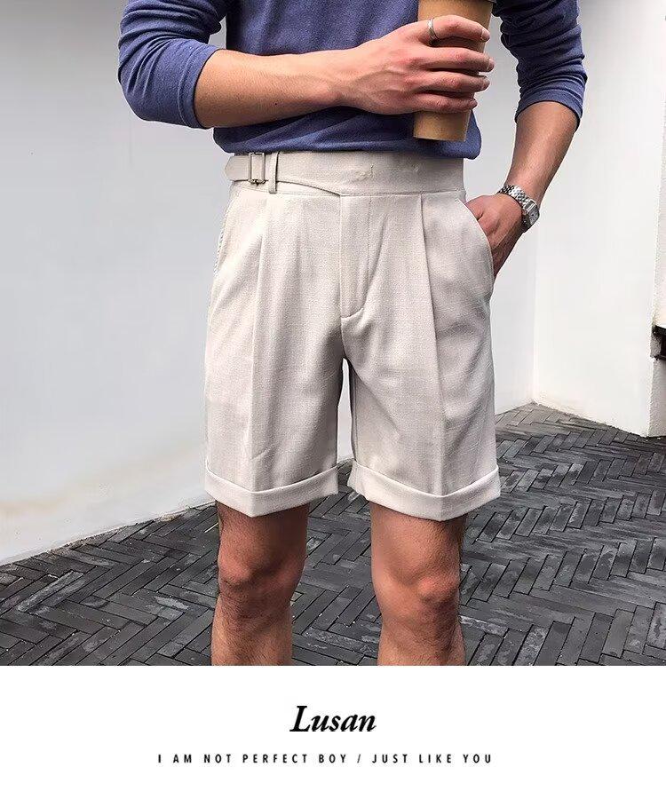 Naples Italian Summer Shorts - High-End Paris Buckle Waist, Thin Casual Trousers