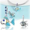 Pingentes Prata Peixe Azul Charme Oceano Banhado a Cobre Para Pingentes Pulseira Original Banhada a Cobre Para Fabricação de Joias