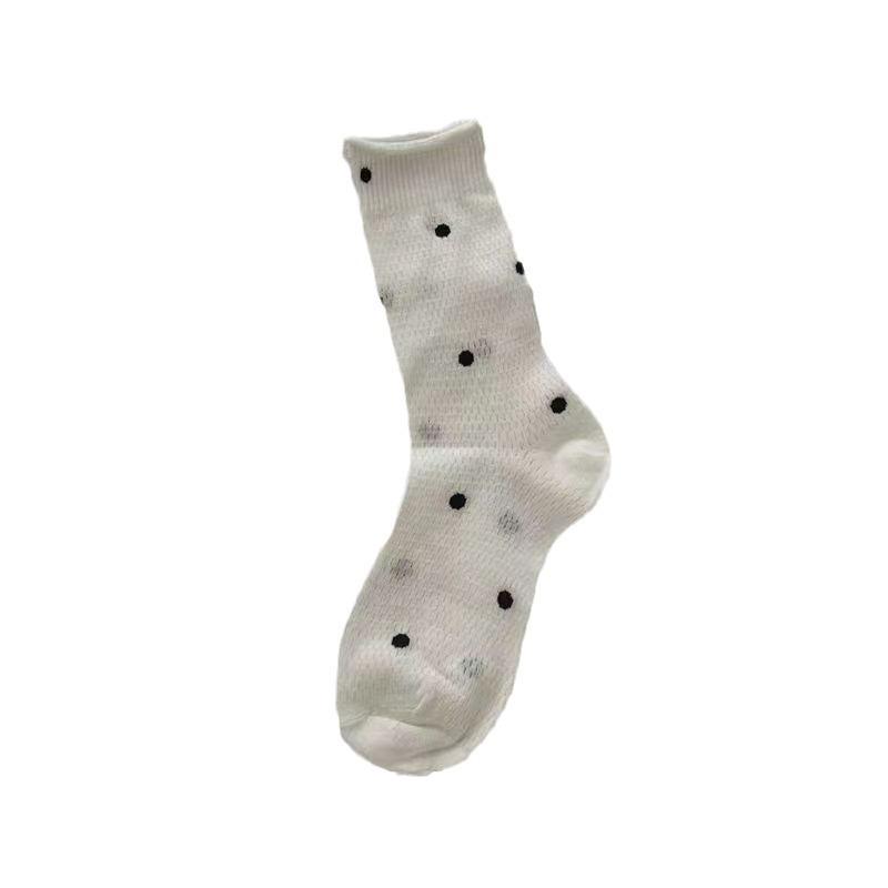 Internet Celebrity Micro-Transparent Dot Socks Dongdaemun Summer Garden Polka Dot Mesh Breathable Curling Tube Socks