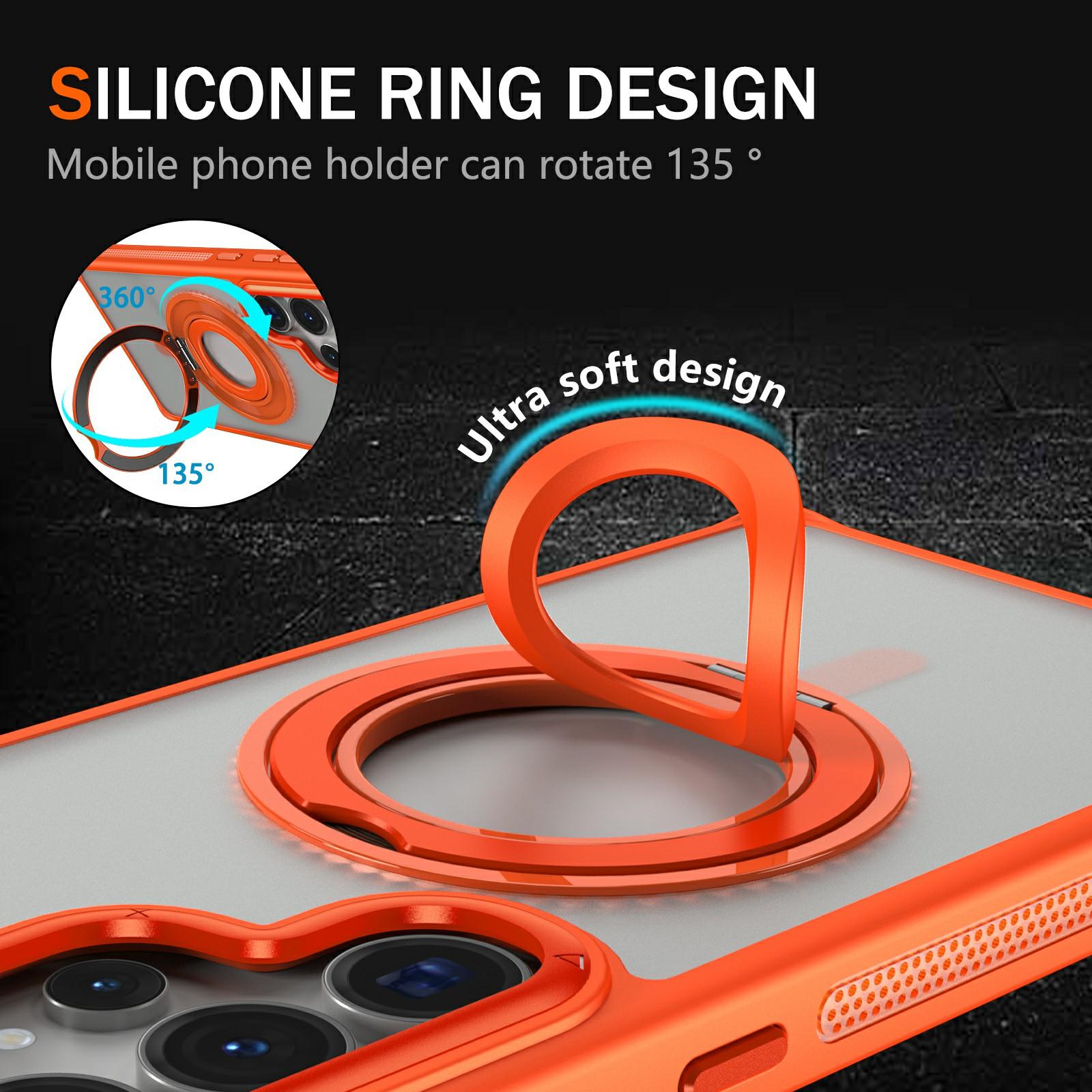 

For Samsung Galaxy S25 Ultra Case TPU+PC Matte Backplate Phone Cover with Silicone Ring Kickstand Khaki