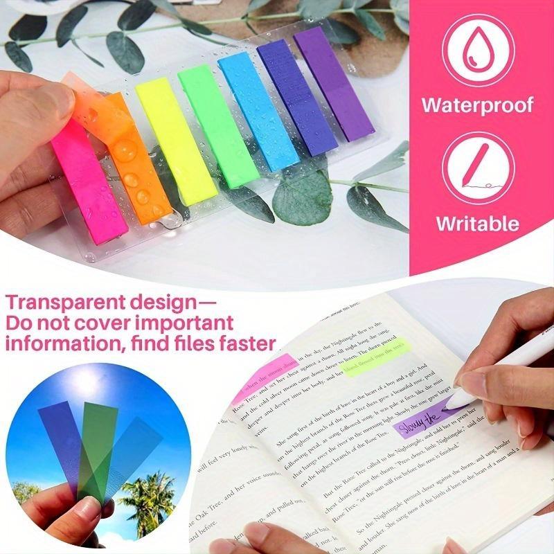 5pcs Rainbow Colorful Sticky Notes with 7 Color Index Tabs, 980 Pcs, Translucent Page Makers for Page Book
