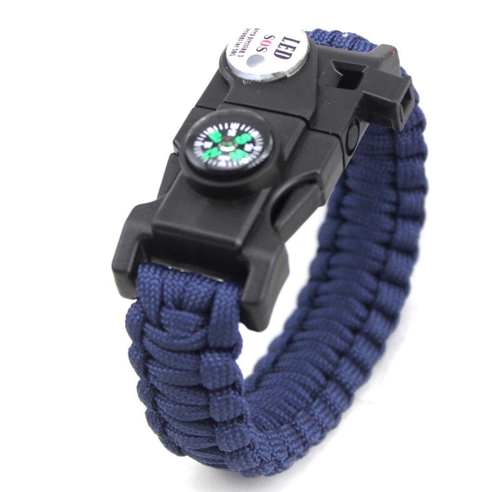 Outdoor Multifunction Portable Mountaineering Emergency Survival Bracelet Camping Survival Umbrella Rope Bracelet with Compass  Buckle
