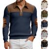 Men's Color Block Half Zip Knit Sweater Casual Pullover