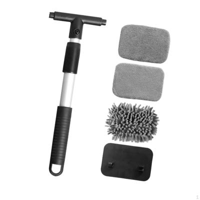 Car Window Cleaner Tool with Extendable Handle And 4 Washable Pads for Auto Detailing