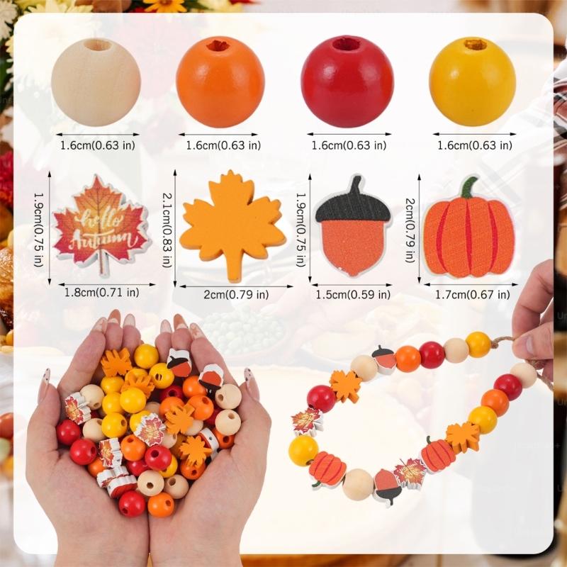 User Friendly Wooden Beads Set Thanksgiving Decoration Handmade Craft Easy Assembly Holiday Beads For Festival Projects