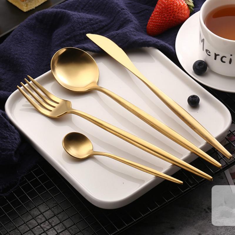 Набор столовых приборов из нержавеющей стали, 4 предмета золотой