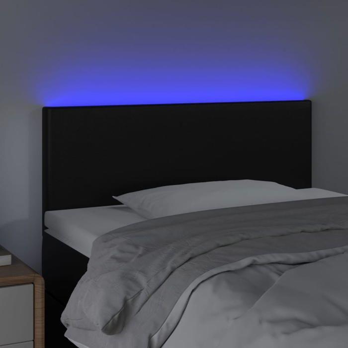 VidaXL Tête de Lit à LED Meuble de Chambre à Coucher Accessoire de Lit Simple Tête de Cadre de Lit Intérieur Noir 90x5x78/88 3121410