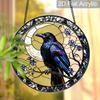 2D Flat Acrylic Halloween Crow Suncatcher Decorative Hanging Ornament, 7.87/11.81inches Black Window Hanging Pendant, Nature Bird Lovers Housewarming