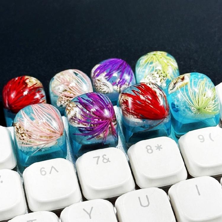 Clear Keycaps Featuring Underwater And Ocean Creature Pattern For Mechanical Keyboards Switches Decoration