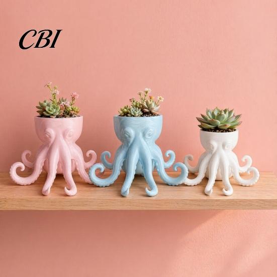 Unique Statue Planter 3D Printed Octopus Vase, Shaped Flowerpot, Creative Pot, Hand-painted Funny Animal for Indoor Outdoor Plants Garden Decorations