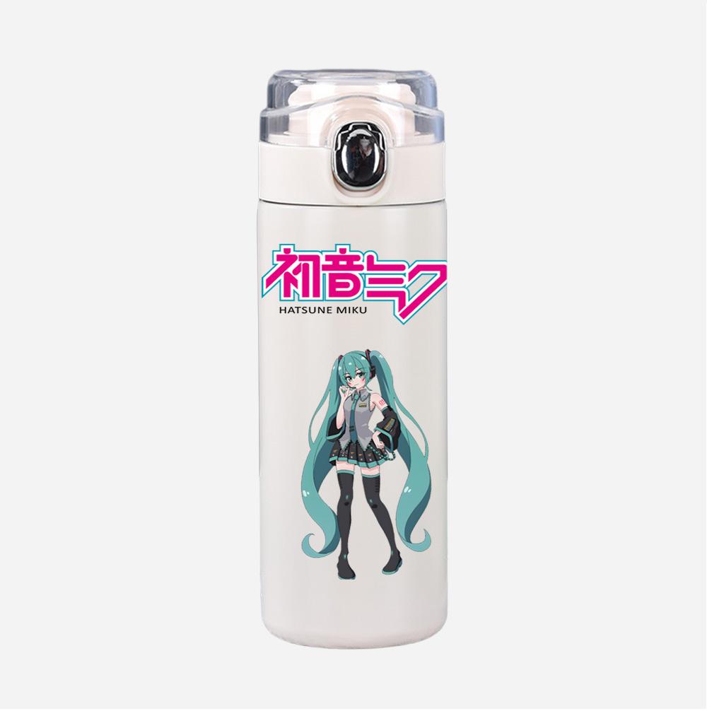 Tazza Termica Stampata Anime Hatsune Miku Portatile Acciaio Inossidabile 400ml Borraccia Anti-perdita Tazza da Campeggio Regalo