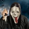 Halloween Mask Natural Latex Red Tongue Scream Mask Death God Horror Full Head Mask Halloween Party Costume Cosplay Prop