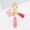 Pink Butterfly Tassel & Resin Sequin Letter Keychain - Backpack Charm for Women