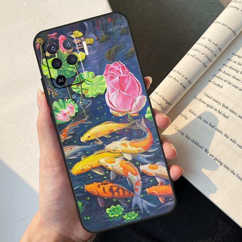 Koi Karpfen Fisch Malerei Hülle Für Oppo A54 A74 A94 A17 A57 A77 A76 A16 A96 A18 A60 A80 A40 A38 A58 A78 A98 A15 A5 Pro