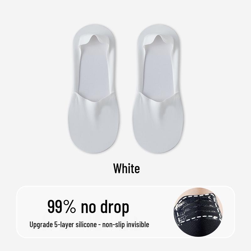 Men's Non-Slip No-Show Boat Socks, Pure Cotton, Seamless Ice Silk, Low-Cut Invisible Design.