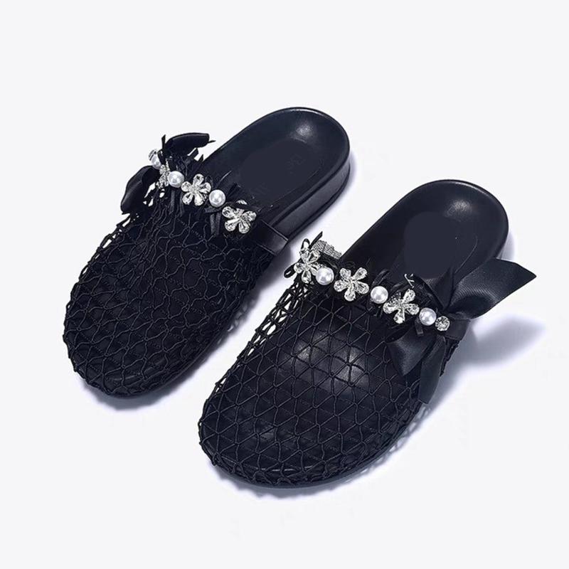 Flats Women Slippers Crystal Shoes Slingback Casual Shoes Summer Cozy Woman Sandals 2025 Designer Trend Zapatos Female
