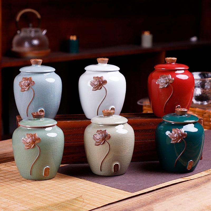 Flower Pattern Tea Box Porcelain Tea Caddy For Kitchen Decor Portable Sealed Jar Moisture-Proof Coffee Canister Tea Accessories