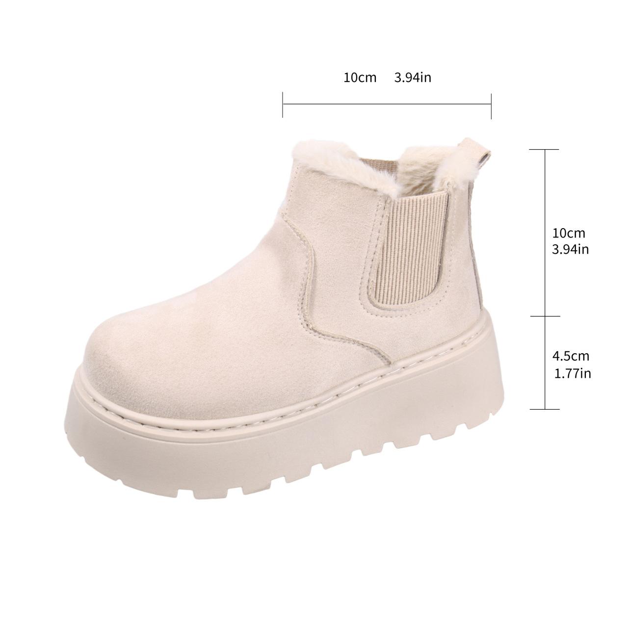 

Женские зимние сапоги, зимние толстые плюшевые теплые хлопковые ботинки 2026Новые замшевые ботильоны, уличные нескользящие ботинки на платформе, зимние короткие сапоги 36