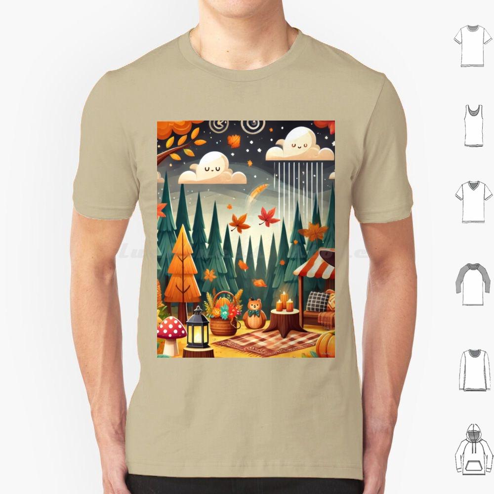 Enchanted Autumn Forest T Shirt Men Women Kids 6xl Autumn Fall Forest Enchanted Whimsical Seasonal Leaves Nature Cozy Cute