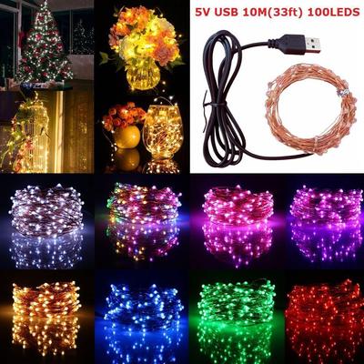 10M 100 LEDs String Lights Copper Wire Lamp Wedding Party Decor