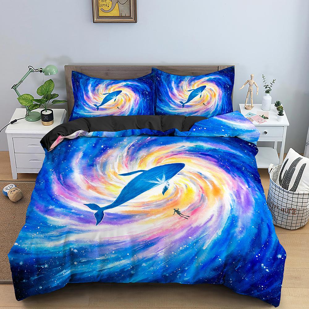 Dolphin Duvet Cover Set 2/3Pcs Marine Life Pillow Case Bedding Sets King Twin Full Queen Size Polyester Quilt Cover For Teens