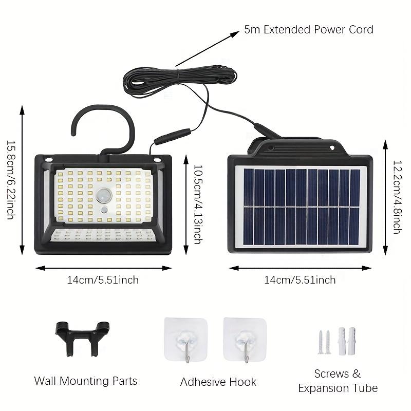 Solar Light Outdoor 190 LEDS Motion Sensor Lamp 3 Mode Clip On Flood Light Solar Security Light Waterproof for Patio Yard Garage