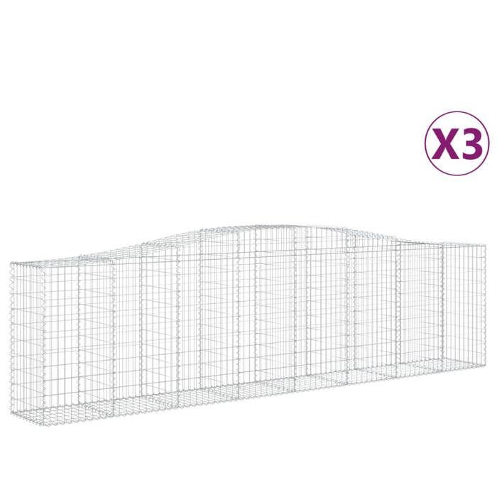 VidaXL 3x Paniers à Gabions Arqués Cages à Gabions Arquées Murs de Gabion Barrières de Jardin Terrasse Extérieur 3145957