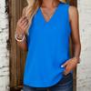 Damenmode, lässig, einfarbig, ärmellos, V-Ausschnitt, Blusen und Hemden