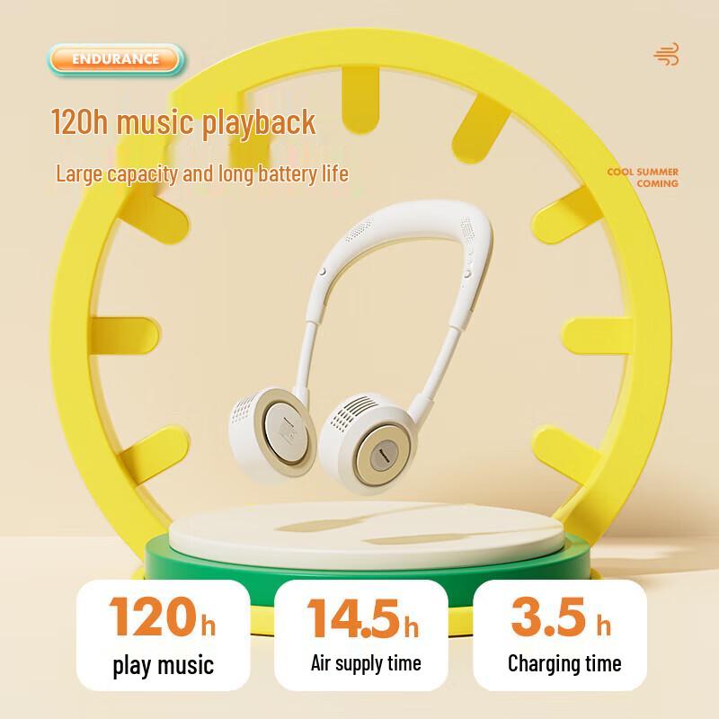 Newmine Wearable Bladeless Neck Fan with Bluetooth Speaker