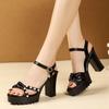 High Heels Sandals, Thick Heels, Waterproof Platform, Versatile, Summer Soft Leather, Pearl, Comfortable Height Increasing Women's Shoes