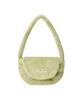 Emis Fur Half Moon Flap Bag-Green