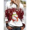Cartoon Christmas Snowman Women Long Sleeve T-shirts Autumn Winter Christmas Style