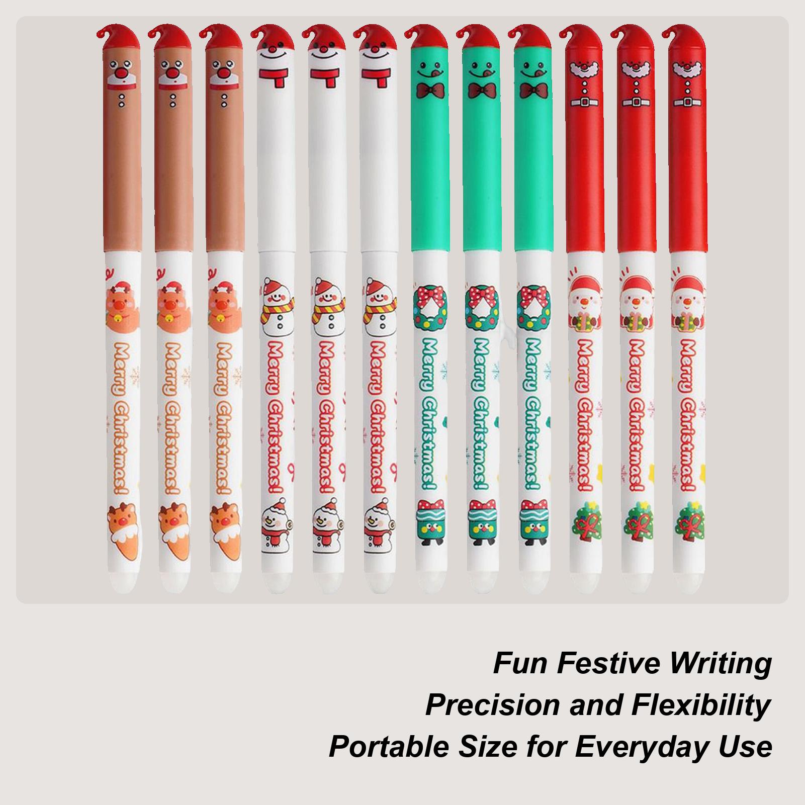 Christmas Retractable Pens Cute 12 Pieces Erasable Retractable Cartoon Party Decor Christmas Theme Gel Pens For Teachers Student China Mainland