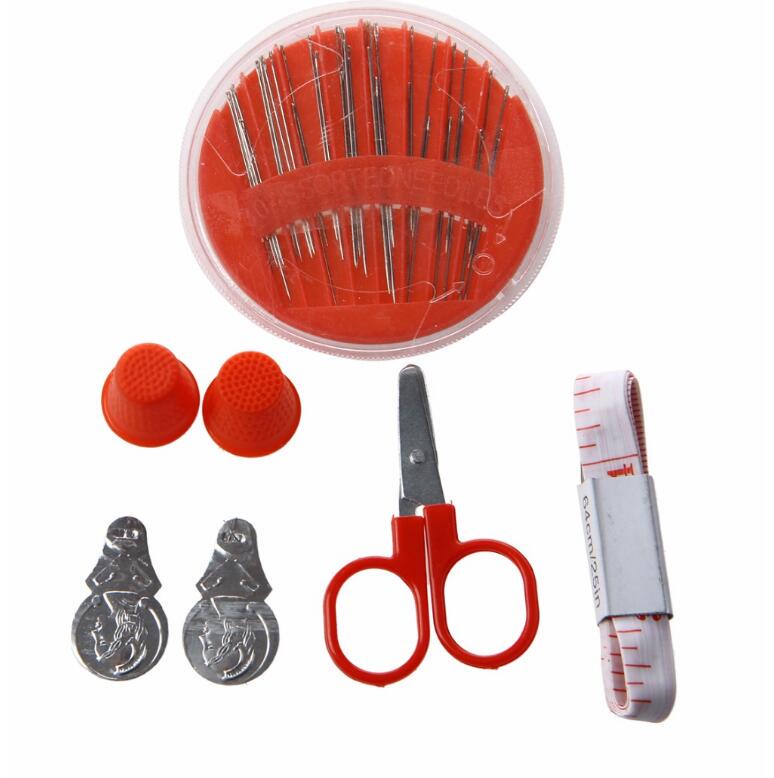 64 Pcs Sewing Thread Spools Travel Sewing Kit Measure Scissor Thimble Thread Needle Storage Box
