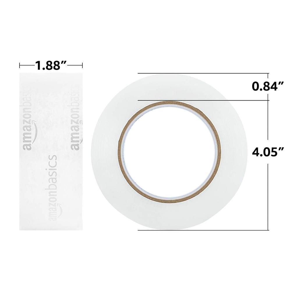 Amazon Basic Packaging OPP Tape, 48mm Wide X 100m Long, Double-Length Roll, Pack of 6, Crystal Clear