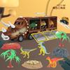 Dinosaur Transporter Animal Model Set, Portable Storage Container Truck Pull Back Dinosaur Car Toy