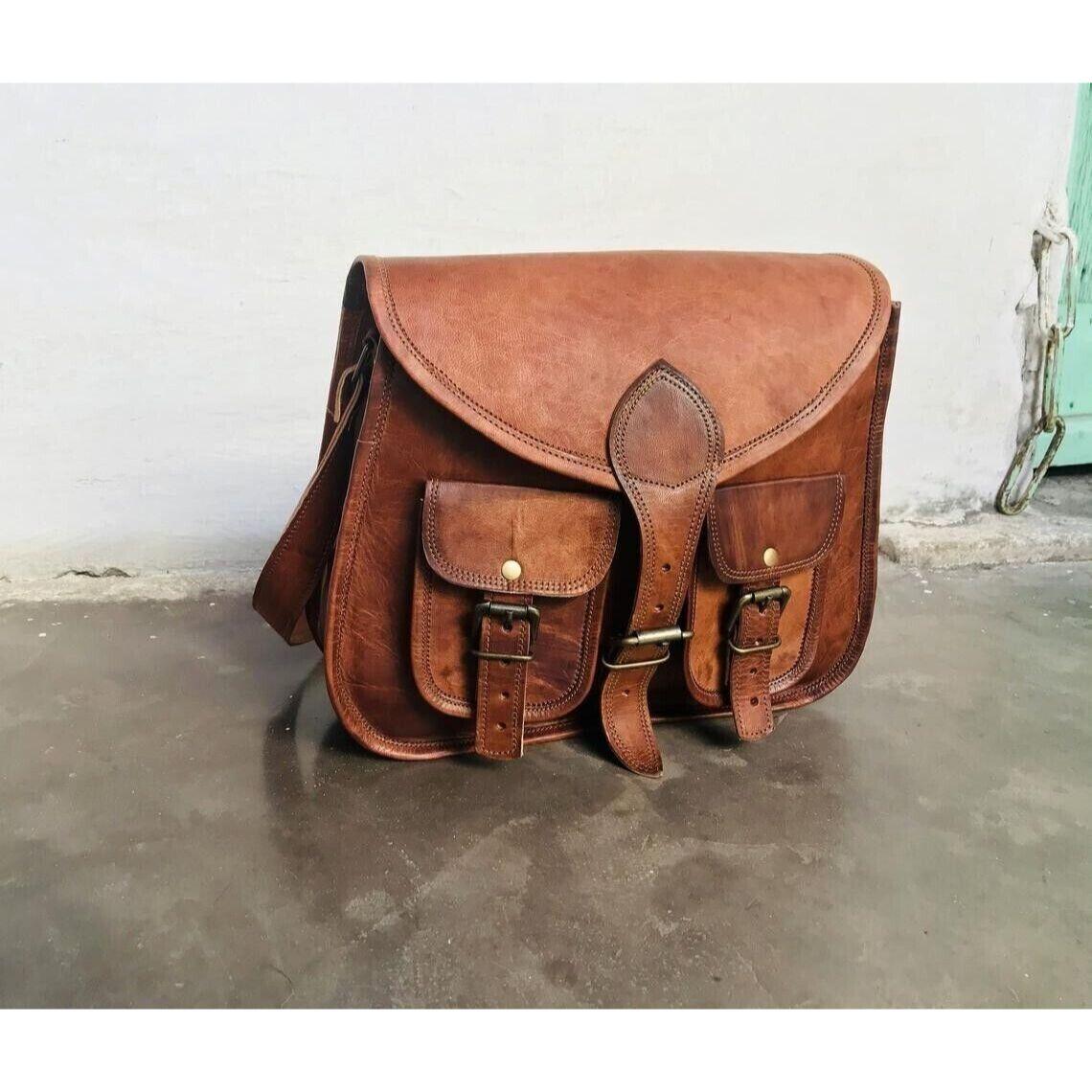 Женская кожаная сумка Goat Crossbody Натуральная коричневая сумка через плечо ручной — фото 7