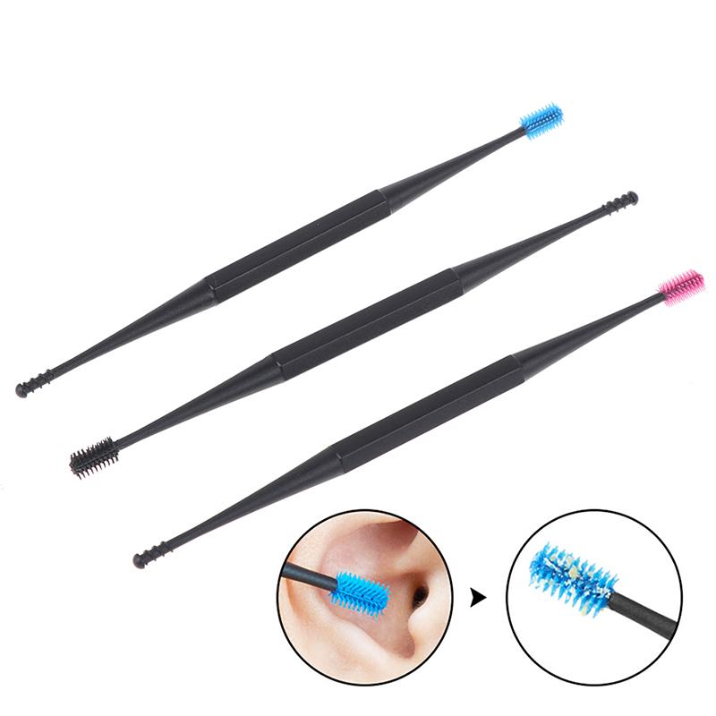 Double-Sided Earpick Soft Silicone Spiral Rotating Ear Wax Cleaner Ears Remover