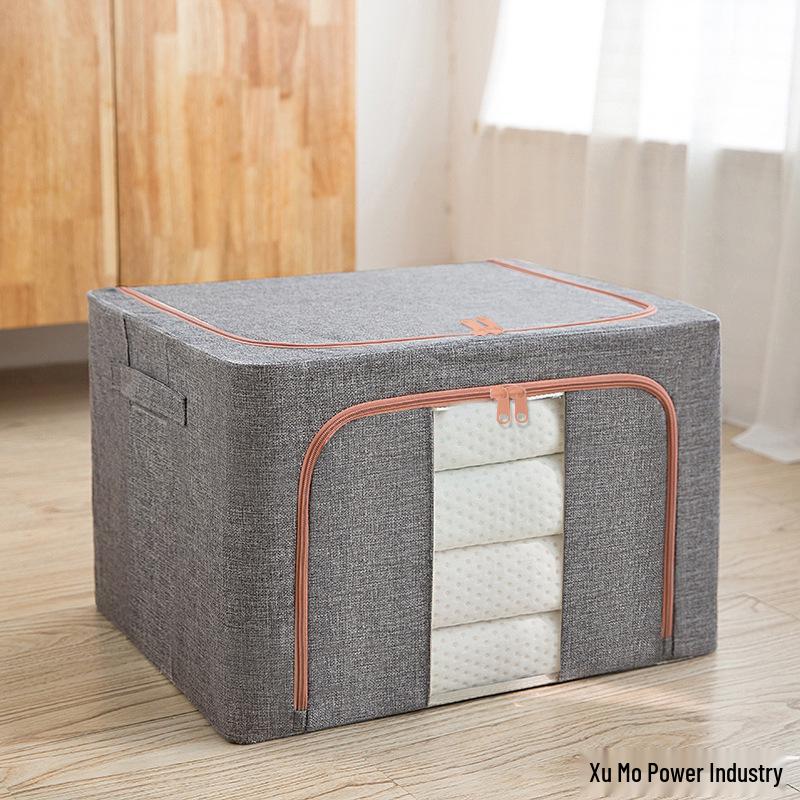 Clothes and Quilt Storage Box - Foldable Cotton & Linen Wardrobe Organizer