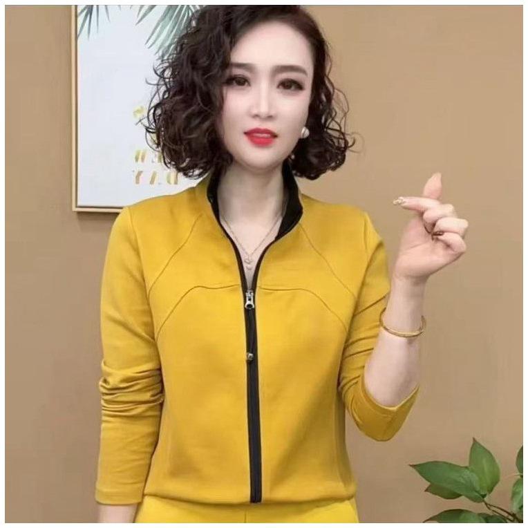 2025 Spring/Autumn Women's Slim Fit Zipper Cardigan with Stand Collar
