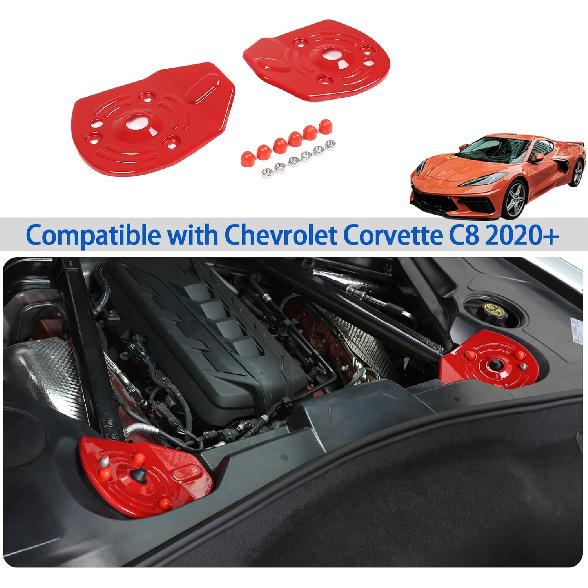 Hinterer Federbeindom-Abdeckung Kompatibel mit Chevrolet Corvette C8 Stingray 2020-2024, ABS Motorraum Hinterer Stoßdämpferdom Schutzplatten-Abdeckung