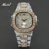 Hip Hop Iced Out Mens Watch Diamond Paved Analog Quartz Watch Waterproof Stainless Steel Luxury Wristwatch