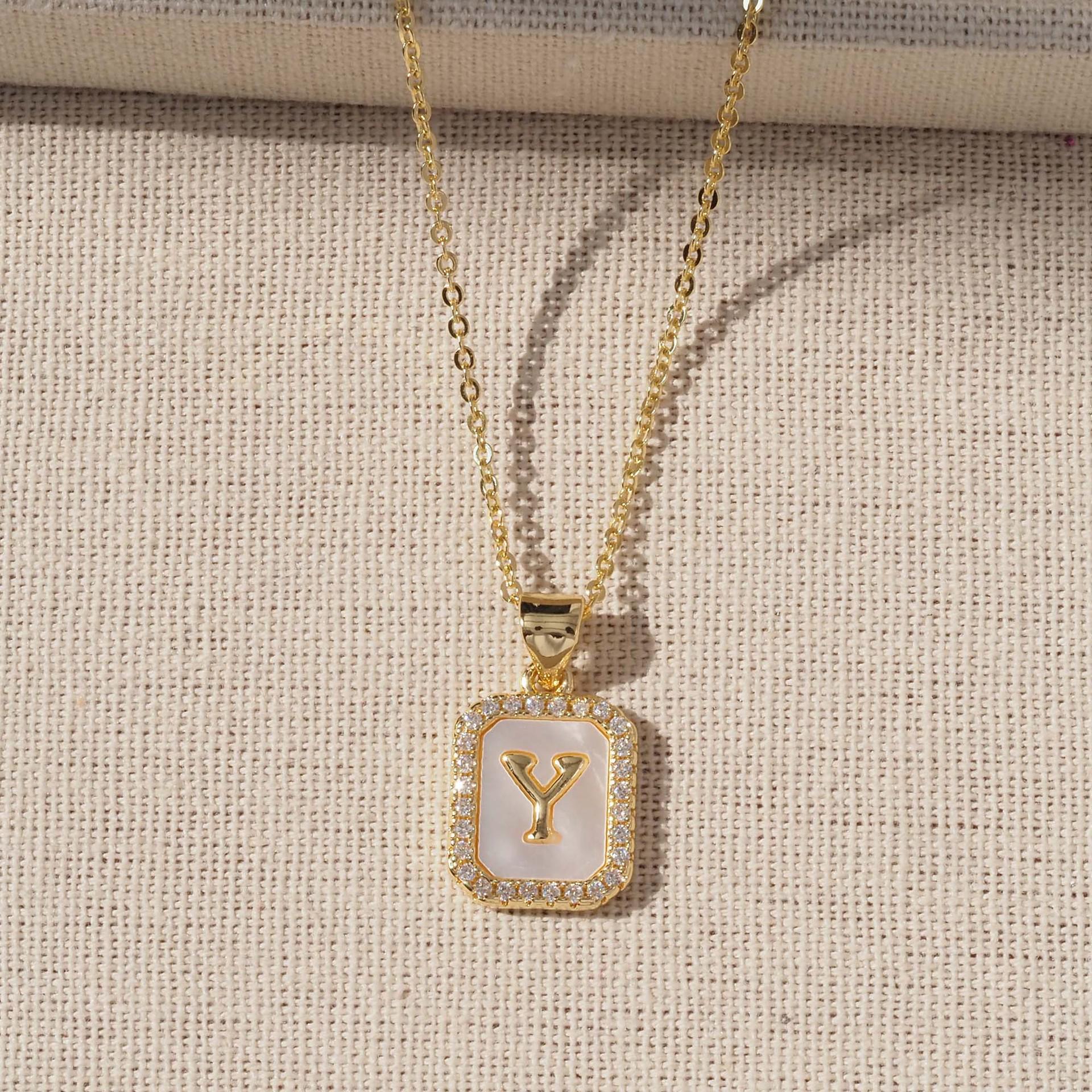 Позолоченная медная ракушка с подвеской в виде 26 английских букв, ожерелье для женщин - Нишевые модные украшения Single letter without chain