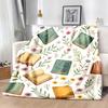 Plush Blanket Extra Soft Cozy Throw with Book & Floral Pattern In Pastel Colors (Beige, Green, Blue, Pink, Yellow, Brown) AllSeason Luxury Bedspread F