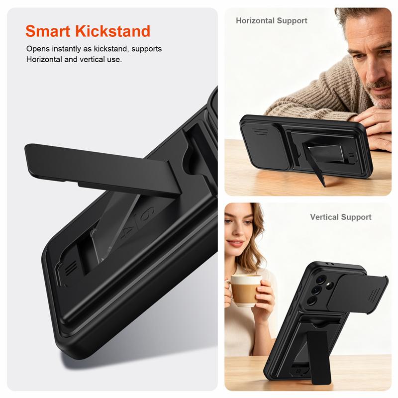 Lens Protection Kickstand Case For Samsung Galaxy A57 A37 A27 A17 5G A56 A36 A26 Protective Cover Card Slot Wallet Capa Fundas