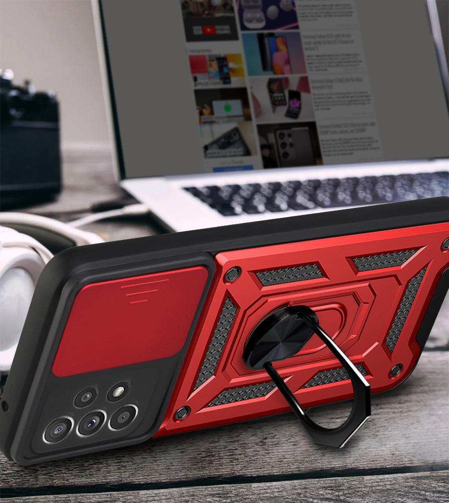 Phone Case For OPPO Reno 4 5 5Z Lite Realme 8 Pro A15 A15S A94 A53 A32 A72 A73 A74 A93 A54 4G 5G Ring Bracket Push Window Cover