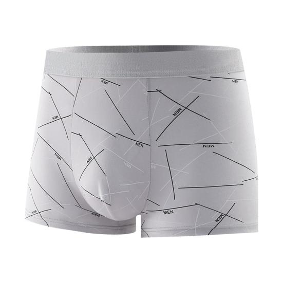 Men Underpants Elastic Mid Waist Letter Striped Print Seamless Soft Breathable U Convex Quick Dry Moisture-wicking Firm Stitching Men Underpants